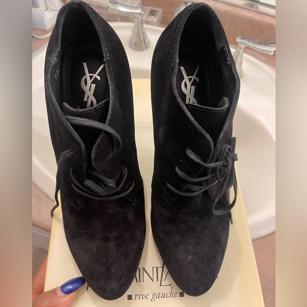 Black Suede YSL Booties